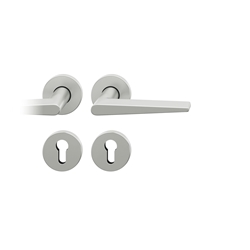 FSB ASL® Drückergarnitur, mit Rosetten, rund, DIN Links-Rechts, PZ gelocht, Aluminium, 12 1005, Naturfarbig, mit Stütznocken, Vierkant 8mm, Stärke Abdeckung 7mm, TS 39-58mm Nr. 0 12 1005 01310 0105