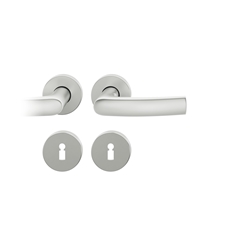 FSB ASL® Drückergarnitur, mit Rosetten, rund, DIN Links-Rechts, BB gelocht, Aluminium, 12 1015, Naturfarbig, mit Stütznocken, Vierkant 8mm, Stärke Abdeckung 7mm, TS 39-58mm Nr. 0 12 1015 01302 0105