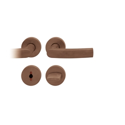 FSB ASL® Drückergarnitur, mit Rosetten, rund, DIN Links-Rechts, WC Schauscheibe/Schlitzkopf, Bronze, 12 1015, Hellbronze, mit Stütznocken, Vierkant 8mm, Stärke Abdeckung 7mm, TS 39-58mm Nr. 0 12 1015 01954 7615