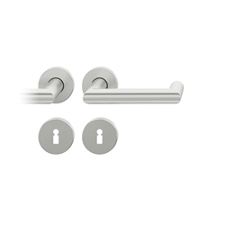 FSB ASL® Drückergarnitur, mit Rosetten, rund, DIN Links-Rechts, BB gelocht, Aluminium, 12 1016, Naturfarbig, mit Stütznocken, Vierkant 8mm, Stärke Abdeckung 7mm, TS 39-58mm Nr. 0 12 1016 01302 0105