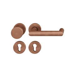 FSB ASL® OT-Wechselgarnitur, mit Rosetten, rund, PZ gelocht, DIN Links-Rechts, Bronze, 12 1016, Hellbronze patiniert gewachst, verdeckt verschraubt, mit Stütznocken, Klasse 4, Vierkant 8mm, TS 39-58mm, mit Knopf 0829 Nr. 0 12 1016 01710 7615
