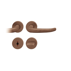 FSB ASL® Drückergarnitur, mit Rosetten, rund, DIN Links-Rechts, WC Schauscheibe/Schlitzkopf, Bronze, 12 1023, Hellbronze, mit Stütznocken, Vierkant 8mm, Stärke Abdeckung 7mm, TS 39-58mm Nr. 0 12 1023 01954 7615