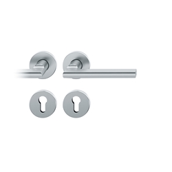 FSB ASL® Drückergarnitur, mit Rosetten, rund, DIN Links-Rechts, PZ gelocht, Edelstahl, 12 1035, Edelstahl, mit Stütznocken, Vierkant 8mm, Stärke Abdeckung 7mm, TS 39-58mm Nr. 0 12 1035 01310 6204