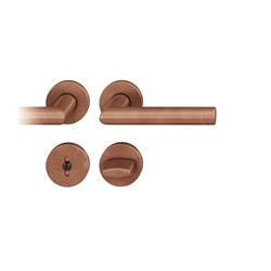 FSB ASL® Drückergarnitur, mit Rosetten, rund, DIN Links-Rechts, WC Schauscheibe/Schlitzkopf, Bronze, 12 1076, Hellbronze, mit Stütznocken, Vierkant 8mm, Stärke Abdeckung 7mm, TS 39-58mm Nr. 0 12 1076 01954 7615