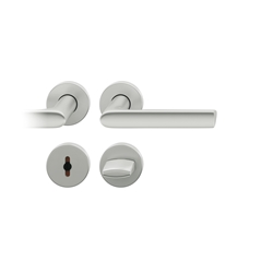 FSB ASL® Drückergarnitur, mit Rosetten, rund, DIN Links-Rechts, WC Schauscheibe/Schlitzkopf, Aluminium, 12 1093, Naturfarbig, mit Stütznocken, Vierkant 8mm, Stärke Abdeckung 7mm, TS 39-58mm Nr. 0 12 1093 01954 0105