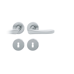 FSB ASL® Drückergarnitur, mit Rosetten, rund, DIN Links-Rechts, BB gelocht, Aluminium, 12 1106, Naturfarbig, mit Stütznocken, Vierkant 8mm, Stärke Abdeckung 7mm, TS 39-58mm Nr. 0 12 1106 01302 0105