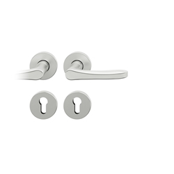 FSB ASL® Drückergarnitur, mit Rosetten, rund, DIN Links-Rechts, PZ gelocht, Aluminium, 12 1106, Naturfarbig, mit Stütznocken, Vierkant 8mm, Stärke Abdeckung 7mm, TS 39-58mm Nr. 0 12 1106 01310 0105