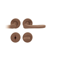 FSB ASL® Drückergarnitur, mit Rosetten, rund, DIN Links-Rechts, WC Schauscheibe/Schlitzkopf, Bronze, 12 1106, Hellbronze, mit Stütznocken, Vierkant 8mm, Stärke Abdeckung 7mm, TS 39-58mm Nr. 0 12 1106 01954 7615