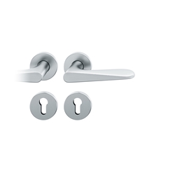 FSB ASL® Drückergarnitur, mit Rosetten, rund, DIN Links-Rechts, PZ gelocht, Edelstahl, 12 1144, Edelstahl, mit Stütznocken, Vierkant 8mm, Stärke Abdeckung 7mm, TS 39-58mm Nr. 0 12 1144 01310 6204