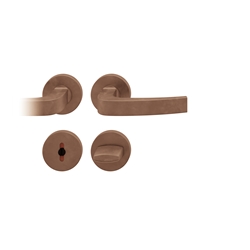 FSB ASL® Drückergarnitur, mit Rosetten, rund, DIN Links-Rechts, WC Schauscheibe/Schlitzkopf, Bronze, 12 1163, Hellbronze, mit Stütznocken, Vierkant 8mm, Stärke Abdeckung 7mm, TS 39-58mm Nr. 0 12 1163 01954 7615