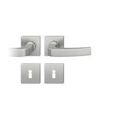 FSB ASL® Drückergarnitur, mit Rosetten, eckig, DIN Links-Rechts, BB gelocht, Aluminium, 12 1163, Naturfarbig, mit Stütznocken, Vierkant 8mm, Stärke Abdeckung 7,2mm, TS 39-58mm Nr. 0 12 1163 04102 0105