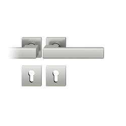 FSB ASL® Drückergarnitur, mit Rosetten, eckig, DIN Links-Rechts, PZ gelocht, Aluminium, 12 1183, Naturfarbig, mit Stütznocken, Vierkant 8mm, Stärke Abdeckung 7,2mm, TS 39-58mm Nr. 0 12 1183 04110 0105