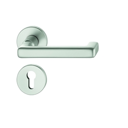FSB ASL® Drückergarnitur, mit Rosetten, rund, DIN Links-Rechts, BB gelocht, Aluminium, 12 1232, Naturfarbig, mit Stütznocken, Vierkant 8mm, Stärke Abdeckung 7mm, TS 39-58mm Nr. 0 12 1232 01302 0105