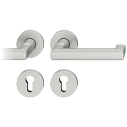 FSB ASL® Drückergarnitur, mit Rosetten, rund, DIN Links-Rechts, PZ gelocht, Aluminium, 12 1232, Naturfarbig, mit Stütznocken, Vierkant 8mm, Stärke Abdeckung 7mm, TS 39-58mm Nr. 0 12 1232 01310 0105