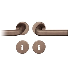 FSB ASL® Drückergarnitur, mit Rosetten, rund, DIN Links-Rechts, BB gelocht, Bronze, 12 1242, Hellbronze, mit Stütznocken, Vierkant 8mm, Stärke Abdeckung 7mm, TS 39-58mm Nr. 0 12 1242 01302 7615
