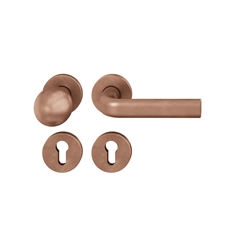 FSB ASL® OT-Wechselgarnitur, mit Rosetten, rund, PZ gelocht, DIN Links-Rechts, Bronze, 12 1242, Hellbronze patiniert gewachst, verdeckt verschraubt, mit Stütznocken, Klasse 4, Vierkant 8mm, TS 39-58mm, mit Knopf 0802 Nr. 0 12 1242 01510 7615