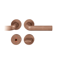 FSB ASL® Drückergarnitur, mit Rosetten, rund, DIN Links-Rechts, WC Schauscheibe/Notentriegelung, Bronze, 12 1242, Hellbronze, mit Stütznocken, Vierkant 8mm, Stärke Abdeckung 7mm, TS 39-58mm Nr. 0 12 1242 01954 7615