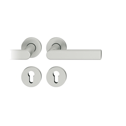 FSB ASL® Drückergarnitur, mit Rosetten, rund, DIN Links-Rechts, PZ gelocht, Aluminium, 12 1244, Naturfarbig, mit Stütznocken, Vierkant 8mm, Stärke Abdeckung 7mm, TS 39-58mm Nr. 0 12 1244 01310 0105