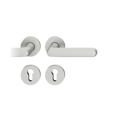 FSB ASL® Drückergarnitur, mit Rosetten, rund, DIN Links-Rechts, PZ gelocht, Aluminium, 12 1246, Naturfarbig, mit Stütznocken, Vierkant 8mm, Stärke Abdeckung 7mm, TS 39-58mm Nr. 0 12 1246 01310 0105