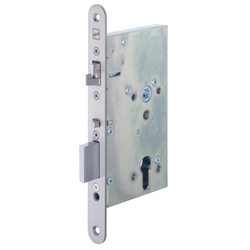 Assa OT-Selbstverriegelndes-Panik-Einsteckschloss, PZ, D65, E72, VK9 309MB2, DIN Rechts, 20 rund, verchromt matt mechanisch, mit Wechsel, 1 tourig, Anschlagrichtung: Rechts Auswärts Nr. 309MB2-72A65--F