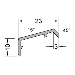 Gutmann Fenster Flügelabdeckprofil, 6m, Aluminium FP 18, dunkelbronze eloxiert Breite 23mm, Neigung 15°, Legierung EN AW-6060 T66 (VE= 240 Meter)