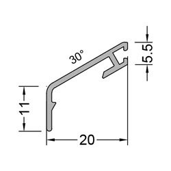 Gutmann Fenster Flügelabdeckprofil, 6m, Aluminium FP 7605, dunkelbronze eloxiert Breite 20mm, Neigung 30°, Legierung EN AW-6060 T66 (VE= 240 Meter)