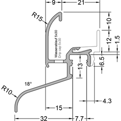 Gutmann Fenster Regenschutzschiene, 6000mm, Aluminium Kocher Loe 32 F TXL, mittelbronze, eloxiert mit Stockabdeckung, Falzmaß 25mm (VE= 60 Meter)