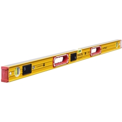 STABILA Wasserwaage Type 196-2 LED, 122cm, extrasteifes Alu-Profil, 1 LED-Horizontal-/1 LED-Vertikal-/1 Vertikal-Libelle, 2 Handgriffe, stoßdämpfende Endkappen, Rutsch-Stopper, Made in Germany Nr. 17393