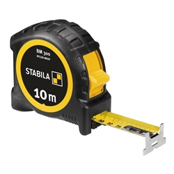 STABILA Taschenbandmaß BM 300, 10m, Maßband mit doppelseitiger metrischer Skala, bruchsicheres PC/ABS-Gehäuse, SPIKES-Haken, Stahlband mit NYLON-WRAP-Ummantelung, Gürtel-Clip, MID-Genauigkeit Nr. 19843