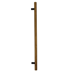 Stangengriff rund pur Holz Eiche hell, Stützen RAL 9005 schwarz matt Feinstruktur 1200/1000/35mm gerade Stützen 90°