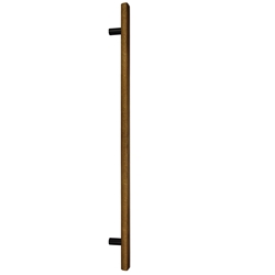 Stangengriff halbrund pur Holz Eiche hell, Stützen RAL 9005 schwarz matt Feinstruktur 1800/1600/900/50/30mm, dritte Stütze, gerade Stützen 90°