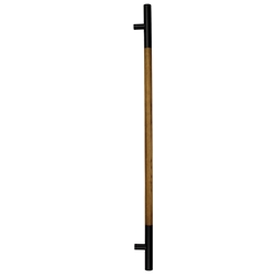 Stangengriff rund Holz Eiche hell, Stützen+Endkappen RAL 9005 schwarz Feinstruktur 1400/1200/35mm gerade Stützen 90°