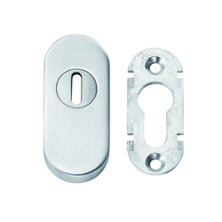 PZ-Schutzrosette Edelstahl oval 74x33x11mm mit festem Kernziehschutz (max. 7mm), Schraublochabstand 50mm