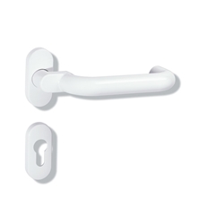 Hewi Drückergarnitur, mit Rosette, oval, DIN Links-Rechts, PZ, Vierkant 8mm, Polyamid, 111R01.440, reinweiß, mit Stütznocken, Doppellager, TS 58,1-68mm Nr. 111R01.440 99