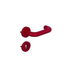 Hewi FH-Drückergarnitur, mit Rosette, rund, DIN Links-Rechts, PZ, Vierkant 9mm, Polyamid, 111R12.230, rubinrot, mit Stütznocken, Doppellager, TS 68,1-78mm Nr. 111R12.230 33