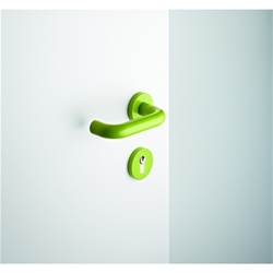 Hewi FH-Drückergarnitur, mit Rosette, rund, DIN Links-Rechts, PZ, Vierkant 9mm, Polyamid, 111R12.230, rubinrot, mit Stütznocken, Doppellager, TS 68,1-78mm Nr. 111R12.230 33