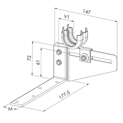 Mittellager sehr niedrig mit zwei offenen Lagerschalen 77mm hoch, minimale Höhe bis Mitte Kugellager 102mm, Lagerbock über Winkel einsetzbar Nr. 14164K