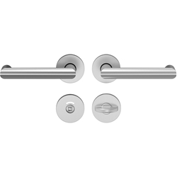 ECO Wohnraum Drücker-Rosettengarnitur D330, 8mm, WC, OGL Click, Edelstahl matt, TS 38-42mm Nr. 5030055533