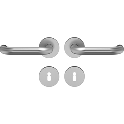 ECO Wohnraum Drücker-Rosettengarnitur D110, 8mm, BB, OGL Click, Edelstahl matt, TS 38-45mm, Nr.5030048150