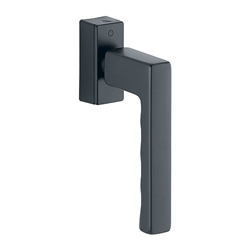 Hoppe Fenstergriff, mit eckiger Rosette, SecuForte®, Toulon 0737/UD9024, F9714M schwarz matt, mit Arretierung, VK7, Stift 32-42mm, längenvariabel, mit Stütznocken, Nocken Ø 10mm, mit Schrauben M5X45/50mm Nr. 11736045