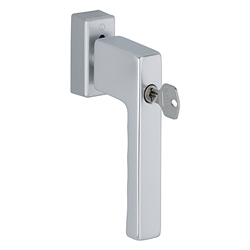Hoppe Fenstergriff, mit eckiger Rosette, SecuForte®, Toulon 0737S/UD9024, F1 naturfarbig, mit Arretierung, VK7, Stift 32-42mm, längenvariabel, abschließbar, mit Stütznocken, Nocken Ø 10mm, mit Schrauben M5X45/50mm, Schließungsnr. 4W-1130 Nr. 11737475