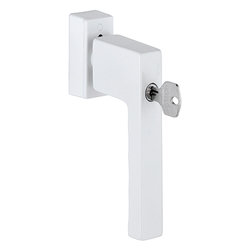 Hoppe Fenstergriff, mit eckiger Rosette, SecuForte®, Toulon 0737S/UD9024, F9016 verkehrsweiß, mit Arretierung, VK7, Stift 32-42mm, längenvariabel, abschließbar, mit Stütznocken, Nocken Ø 10mm, mit Schrauben M5X45/50mm, Schließungsnr. 4W-1130 Nr. 11738029