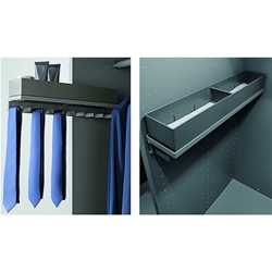 Hettich Schrank-Krawattenhalter, ausziehbar 9279067, Stahl anthrazit pulverbeschichtet B 104mm, H 112mm, T 494mm, Belastbarkeit 5kg