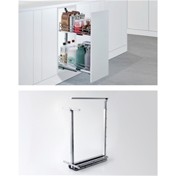 Hettich Unterschrank-Auszugsrahmen, mit Vollauszug Dispensa Junior Slim 9277621, H 606mm, silber Lichte Korpushöhe min. 695mm