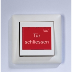 Dorma Handtaster, für ED 100/250, UP, System 55, weiß mit rotem Aufkleber Tür schließen weiße Beschriftung Nr. 19144601175
