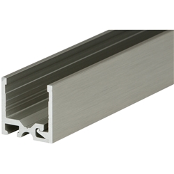 Glastrennwand-Bodenclipprofil 25x25mm, mit Bohrungen, ohne Befestigungsmaterial, ohne Dichtung, Länge 6000 mm, Oberfl. F9 (Edelstahlfarben) Nr. 29298