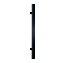 Stoßgriff Halbrundprofil Edelstahl pulverbeschichtet RAL 9005 schwarz feinstruktur 1400/1200/D40x25 mit geraden Stützen 25x25, inkl. M8 Gewindeeinsatz Nr. ES 4025.17.1400.1200 M8.1