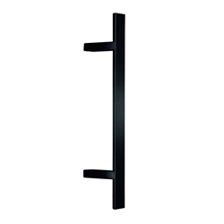 Stoßgriff Halbrundprofil Edelstahl pulverbeschichtet RAL 9005 schwarz feinstruktur 600/400/D40x25 mit 45° Stützen 25x25, inkl. M8 Gewindeeinsatz Nr. ES 4025.16.600.400 M8.3