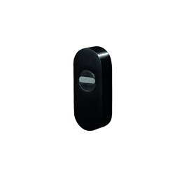 Ziehschutzrosette oval PZ Edelstahl pulverbeschichtet RAL 9005 schwarz feinstruktur H= 15 mm, für Zylindervorstand 8-11 mm, für Senkschrauben M5 Nr. ZR 30.6.15