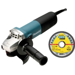 Aktionspaket Makita Winkelschleifer 9558NBRZ 840 Watt, Scheiben-Ø 125mm Gewicht 2,1 kg, im Karton + 100 Stück Klingspor Trennscheibe A60 TZ gerade, 125x1mm für Edelstahl